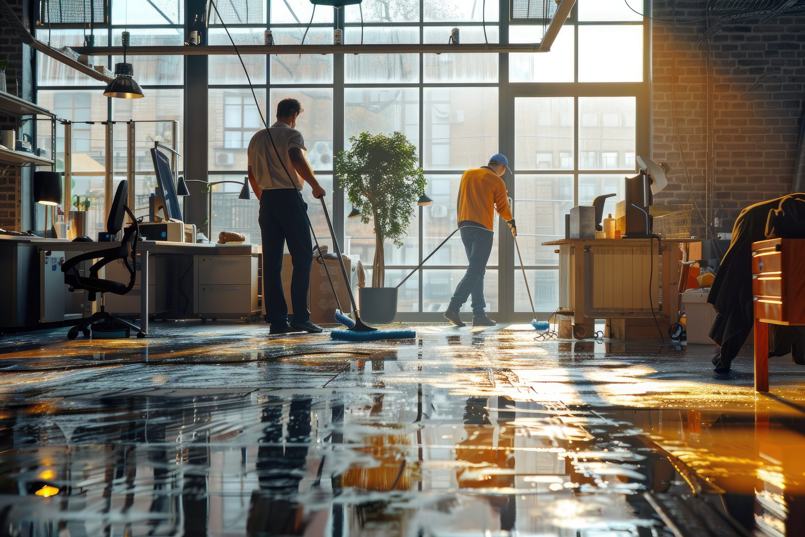 Full shot men cleaning office, high detail, 8k --ar 3:2 --v 6 Job ID: eacf5509-8074-41eb-9c03-fab0639bdb1b